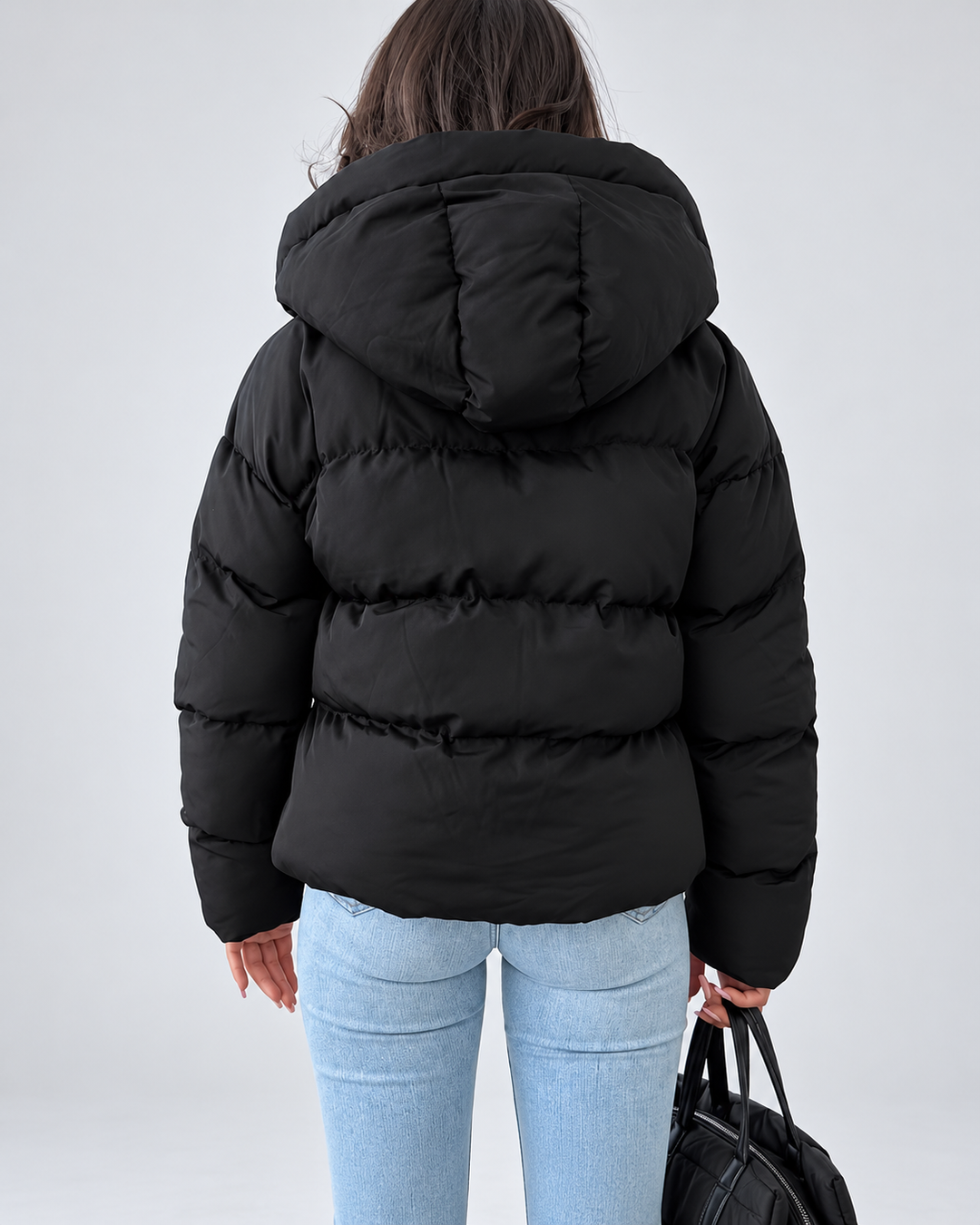 Women's Quilted Puffer Jacket with Adjustable Hood