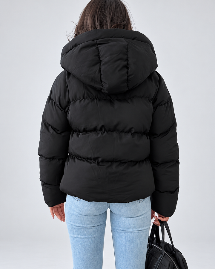 Women's Quilted Puffer Jacket with Adjustable Hood