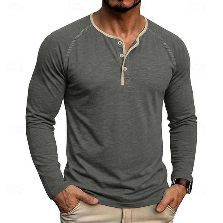 Men's Raglan Sleeve Henley with Contrast Trim